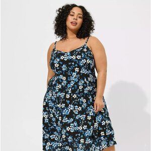 Torrid Midi Challis Sleeveless Trapeze Dress